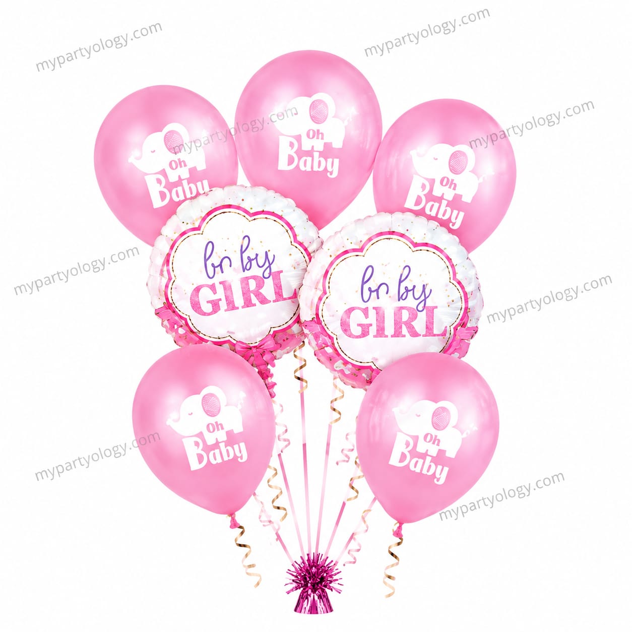 Oh Baby Girl Pink Latex & Foil Balloon Set (Pack of 7)