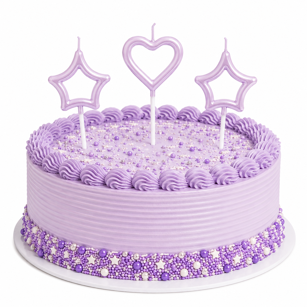 Fancy Heart & Stars Lilac Pick Candles