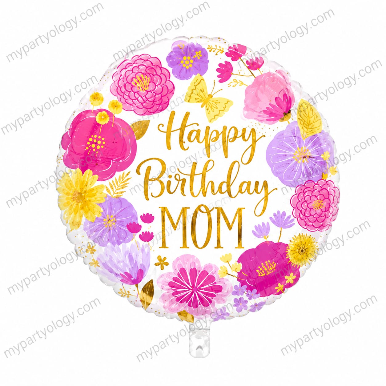 Happy Birthday Mom 18" Floral Foil Balloon (Anagram)