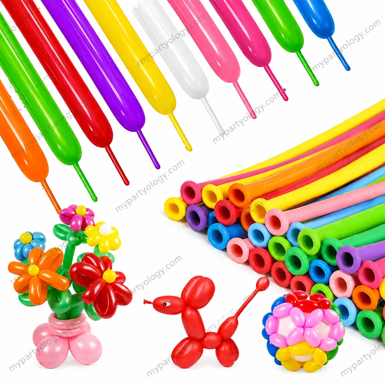 Assorted Coloured 260q Modelling Balloons (Pack of 10)