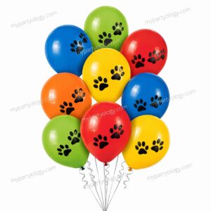 Paw Print 10'' Colourfull Latex Balloon Set (Pack of 10)