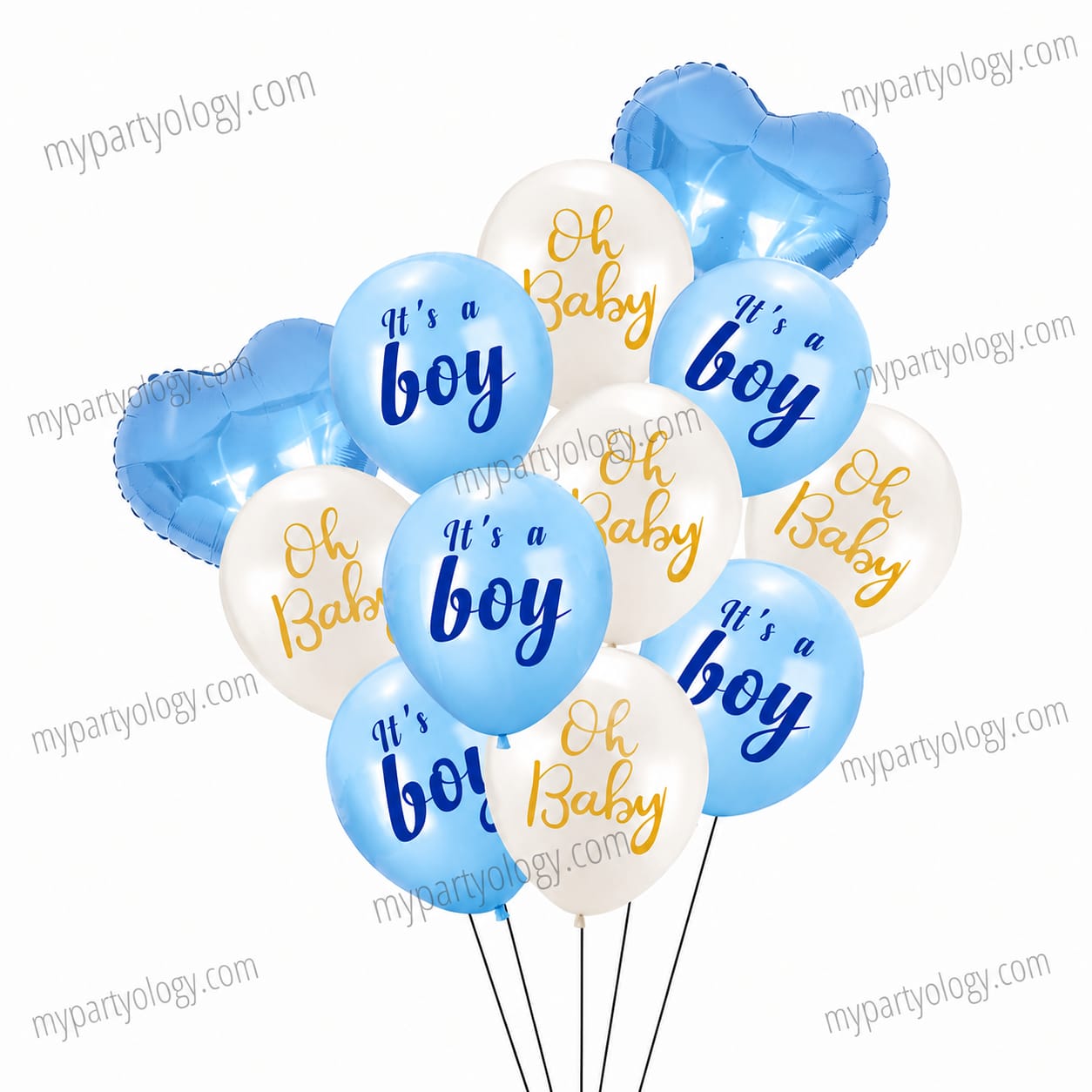 It's A Boy/Oh Baby Blue & White Latex 12" Balloon Set (Pack of 12)