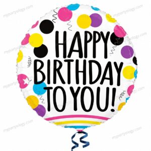 Happy Birthday To You Colourful Polka Dots 18" Foil Balloon (Anagram)