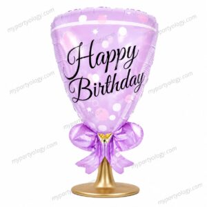 Happy Birthday Large Pink  Wine Goblet 37'' Foil Balloon