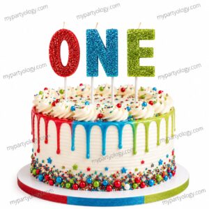 ONE Glitter Colourful Cake Candle