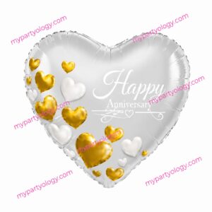 Happy Anniversary Grey Heart 18'' Foil Balloon