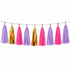 Gold, Pink & Purple Tassles Hanging Decor Set (Pack of 15)