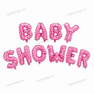 Baby Shower Pink with Hearts 16" Foil Balloon Banner