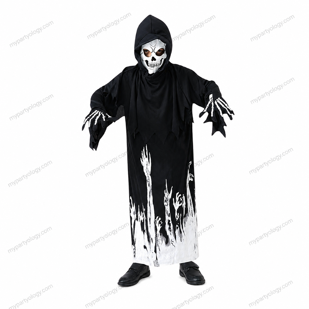 Hoody Mask Ghost With Gloves Kids Glow In The Dark Costume