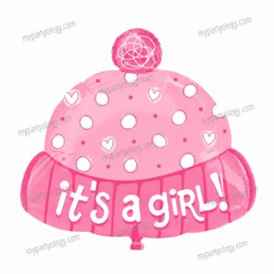 It's A Girl Pink Cap Shaped Foil Balloon