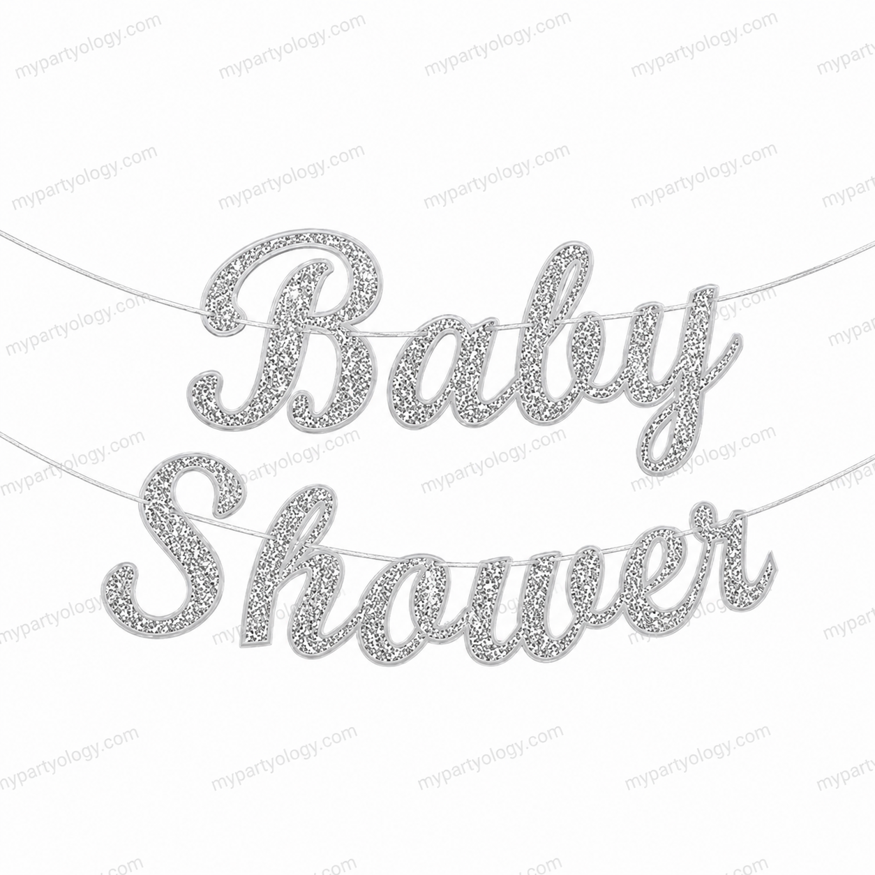 Baby Shower Silver Glitter Paper Banner