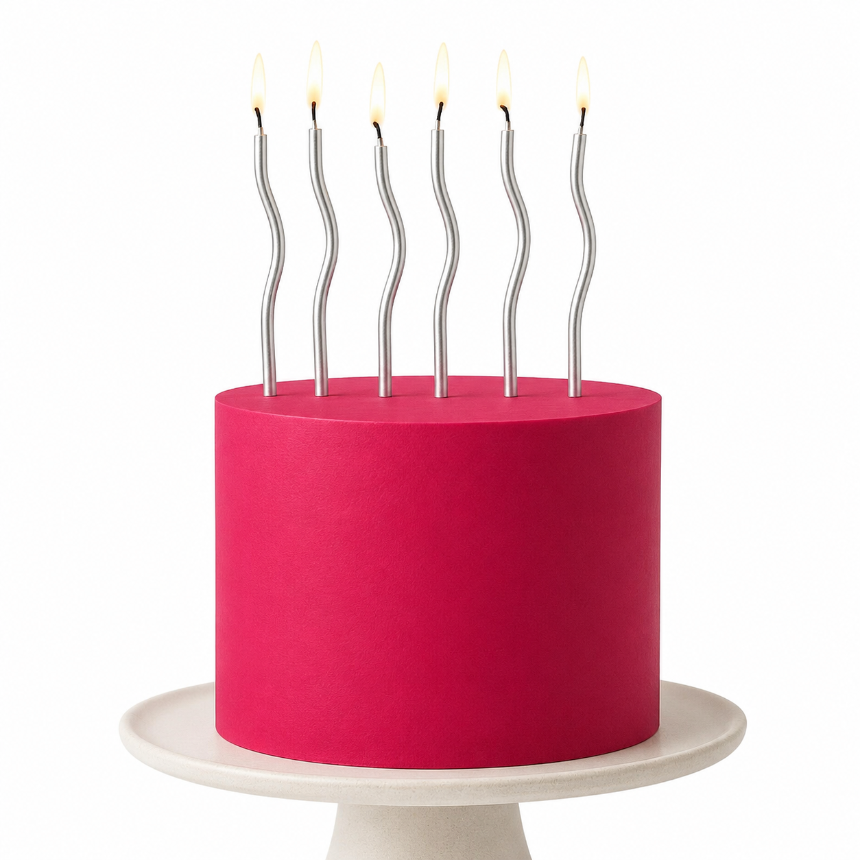 Silver Swirl Long Candles (Pack Of 6)