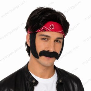 Groovy Black Mustache & Sidelocks Set (Pack of 1)