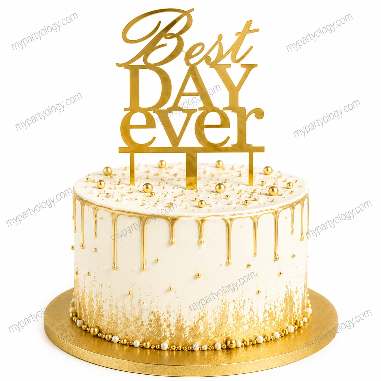 Best Day Ever Gold Cake Topper
