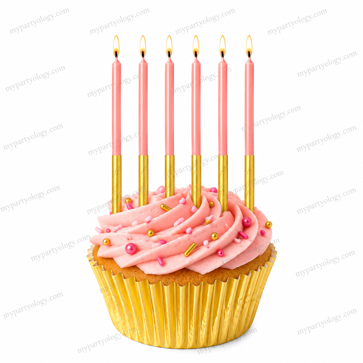 Gold Dipped Pastel Pink Candle (Pack of 6)
