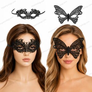 Assorted Black Lace Design Fabric Mask (Pack of 1)