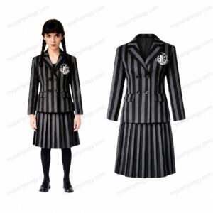 Wednesday Black & Grey Coat Girls Costume
