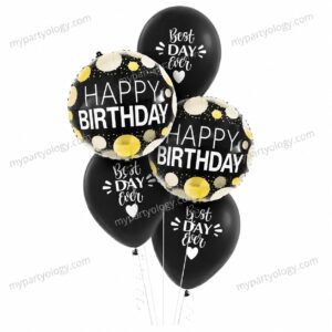 Happy Birthday Black Best Day Ever Balloon Set (Pack of 5)
