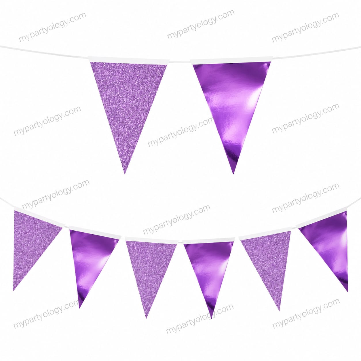 Metallic and Glitter Purple 10ft Flag/Pennant Banner