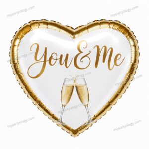 U & Me Gold Trimmed Heart 18'' Foil Balloon