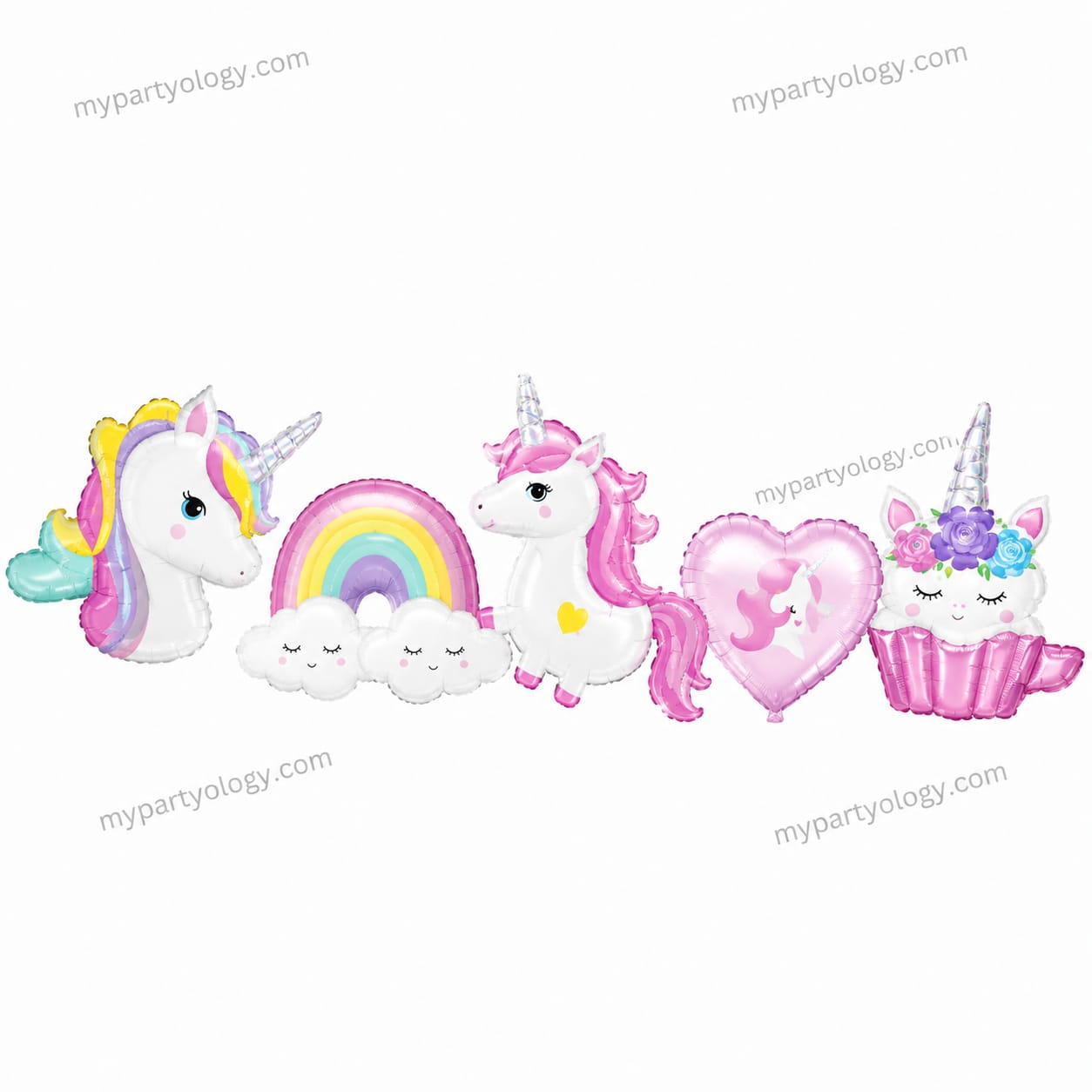 Unicorn Rainbow Garland 32" Foil Balloon Set (Pack of 5)