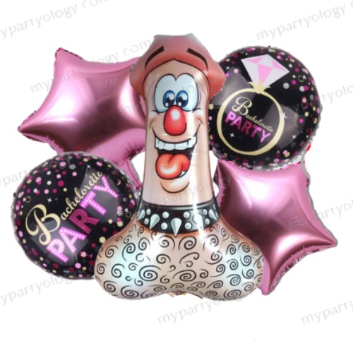 Bachelorette Party Dicky Foil Balloon Set (Pack of 5)