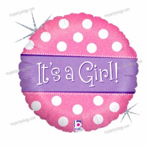 Its A Girl Pink Polka Dot 18'' Foil Balloon (Betallic )