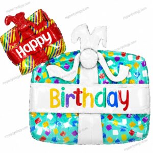 Happy Birthday Teal Gift 40'' Foil Balloon