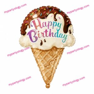 Icecream Happy Birthday Brown 25'' Foil Balloon