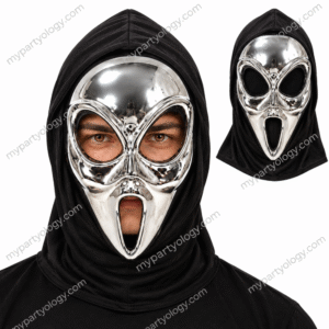 Silver Scream Mask with Hood