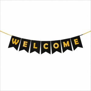 Welcome Black & Gold Paper Banner