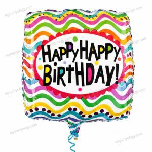 Happy Happy Birthday Colourful Waves 18" Foil Balloon (Anagram)