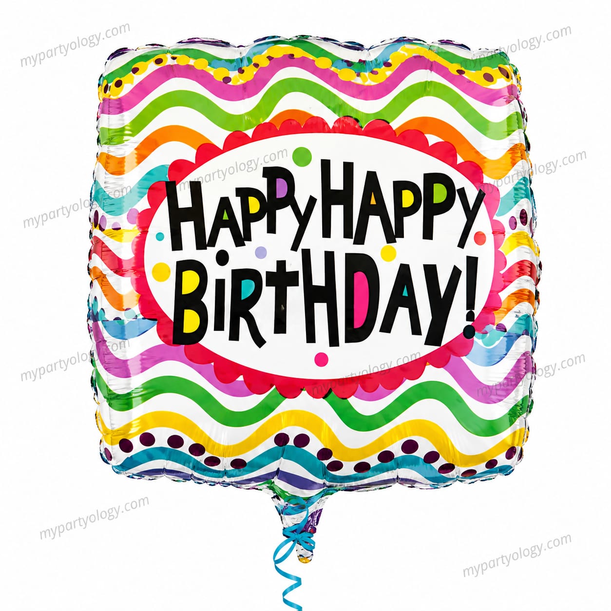 Happy Happy Birthday Colourful Waves 18" Foil Balloon (Anagram)