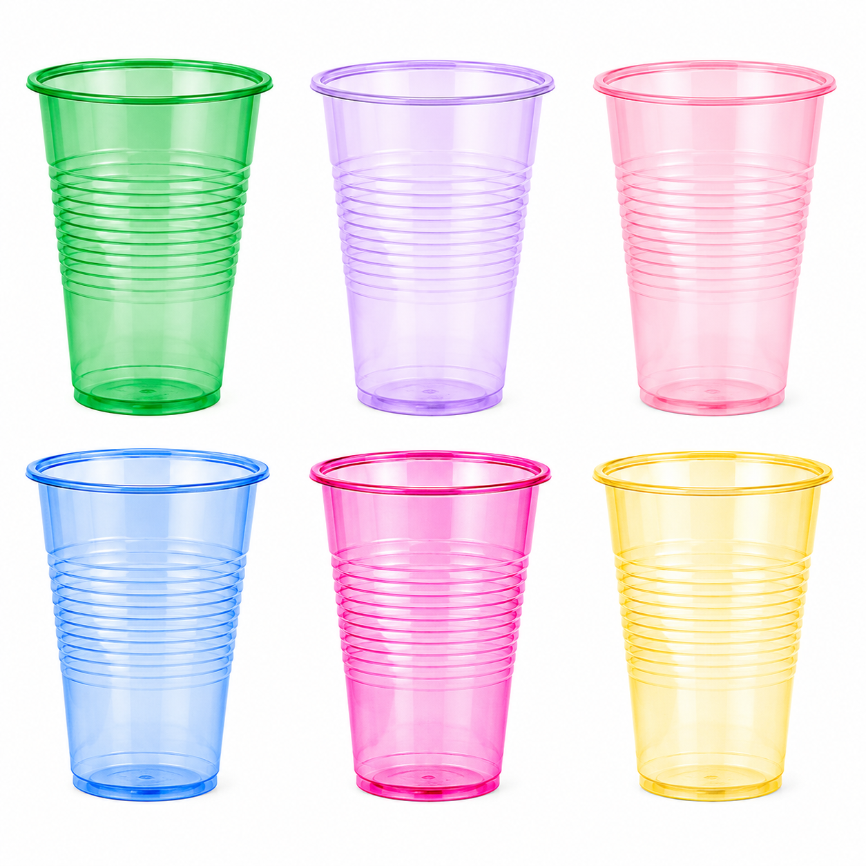 Assorted Coloured Transparent 16oz Plastic Glass (Pack of 10)