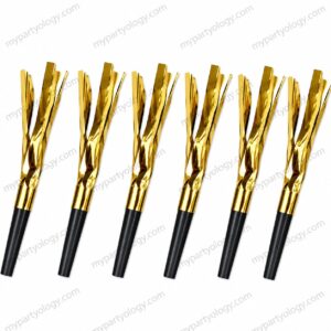 Gold  Metallic Streamer Blowout/Noisemaker Set (Pack of 6)