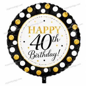 Happy 40th Birthday Gold & White 18" Foil Balloon