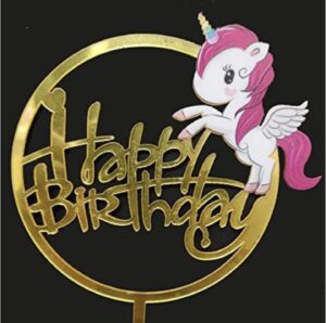 Happy Birthday Round Unicorn Cake Topper