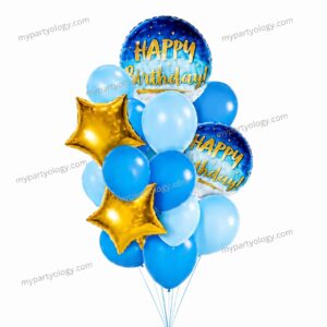 Happy Birthday Blue Fantasy Foil & Latex Balloon Set (Pack of 16)