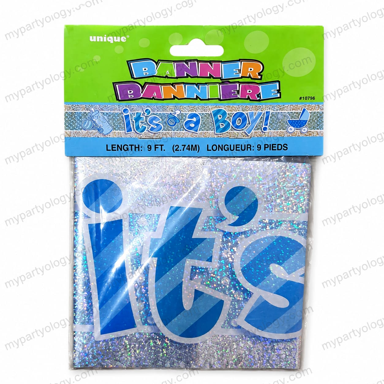It's A Boy Prism Foil 9ft Banner 1/pkt - Image 2