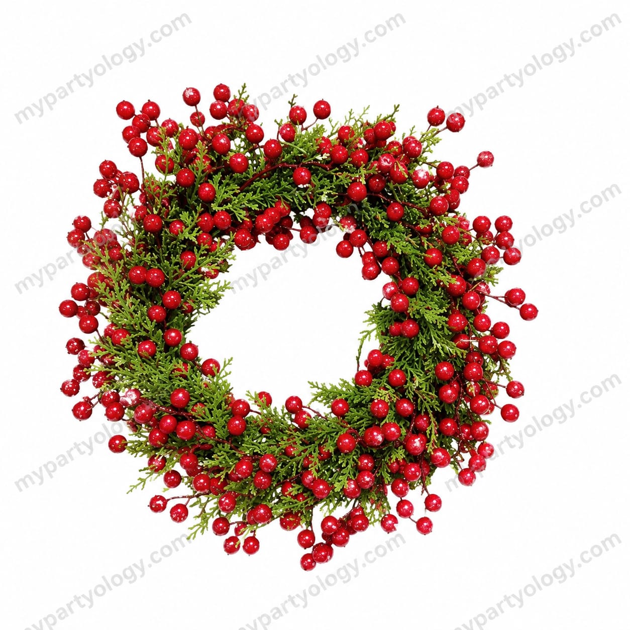 Christmas 16" Wreath with Red Cherries (Pack of 1)
