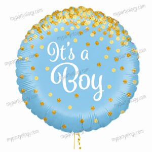 It's A Boy Gold Polka Dot 18'' Foil Balloon