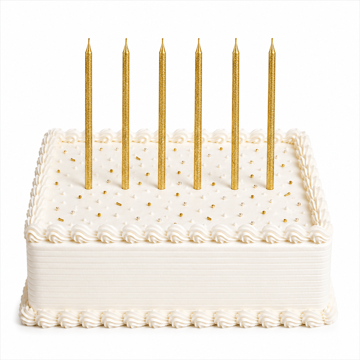Gold Long Glitter Candle (Pack of 6)