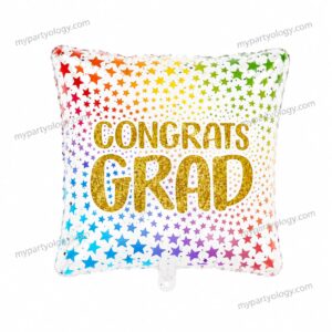 Congrats Grad Square Stars 18" Foil Balloon