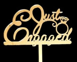 Just Engaged Gold Ring Cake Topper