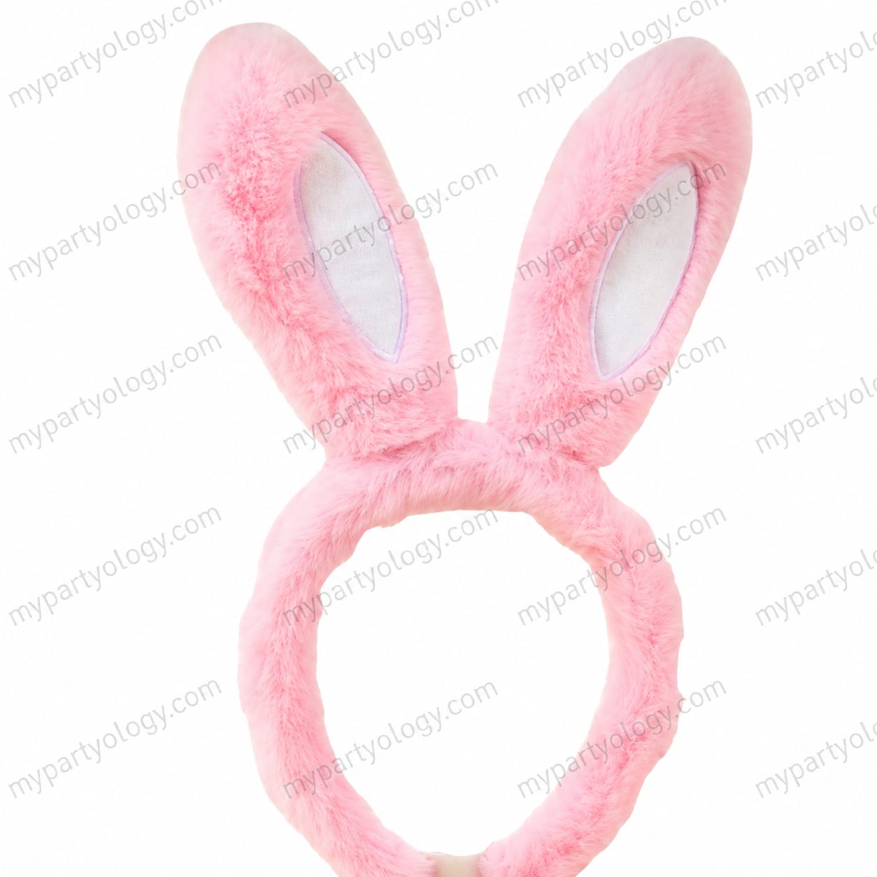 Plush Pink & White Bunny Ears Headband - Image 2
