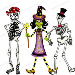 Paper Witch and Skeleton Hanging Cutouts (Pack of 1)