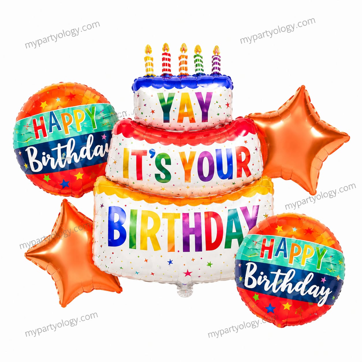 Yay Its Your Birthday Cake Foil Balloon Set (Pack of 5)