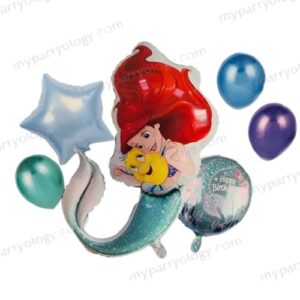 Mermaid Ariel Foil Balloon Set (Pack of 6)