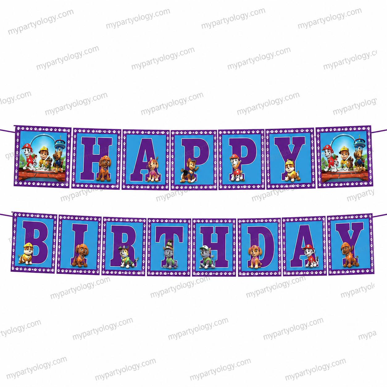 Happy Birthday Paw Patrol Square Paper Banner