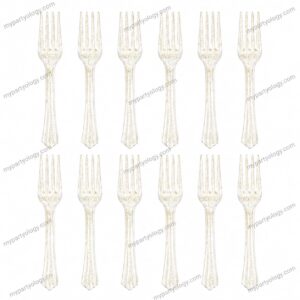Transparent Gold Glitter Plastic Forks (Pack of 12)